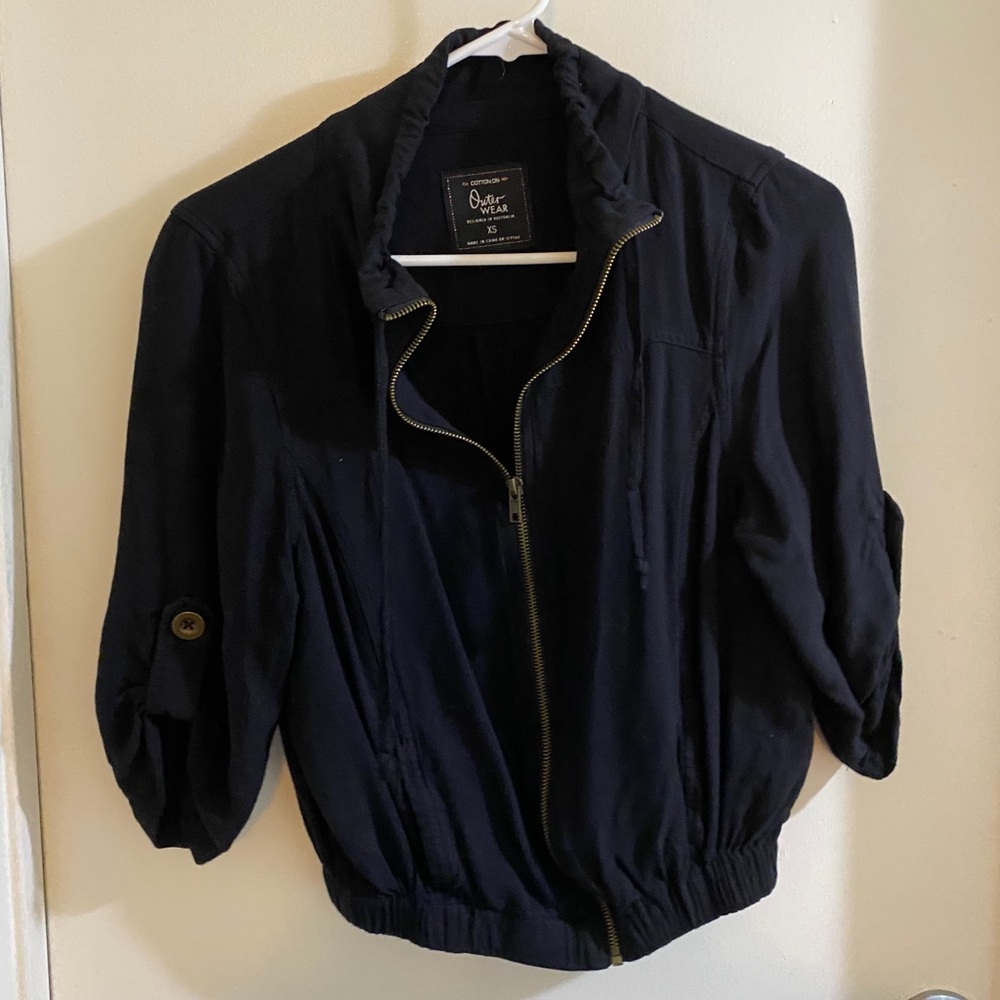 Last call! Cotton On Black Zip up Crop